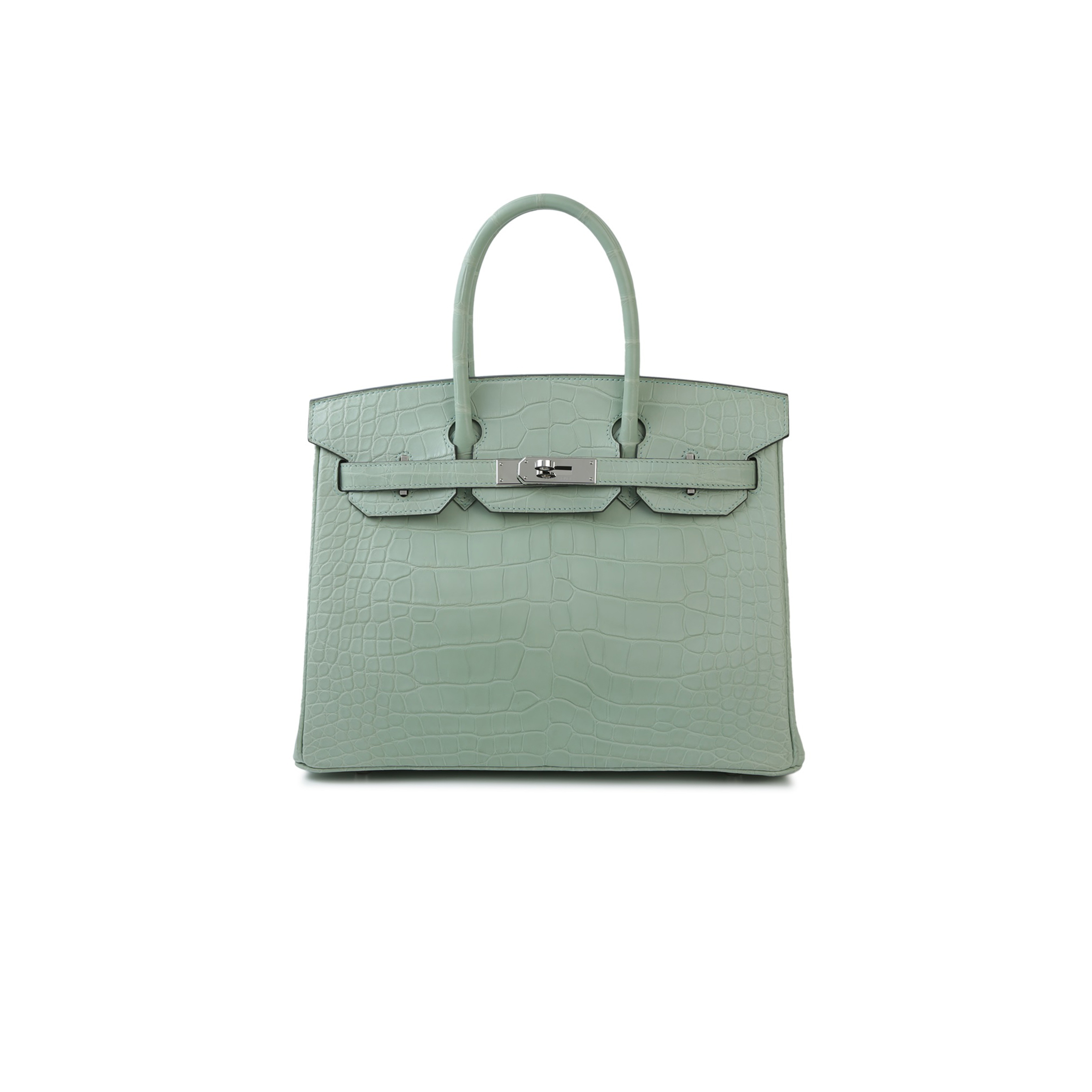 HERMÈS MASTER BIRKIN 30 CROCODILE LEATHER MINT GREEN SILVER BUCKLE H041354CK05 (30*22*15cm)